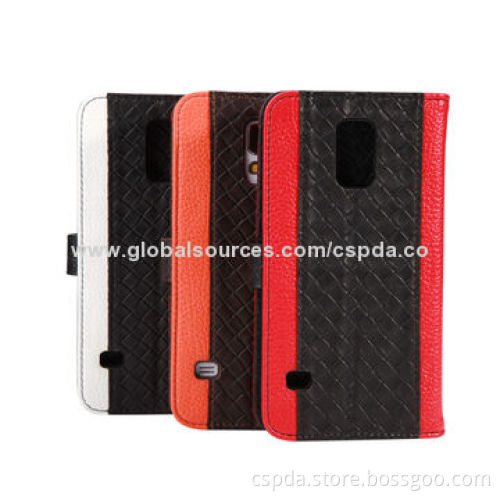 Book Style Leather Cases for Samsung Galaxy S5 with Card Slots and Clasp